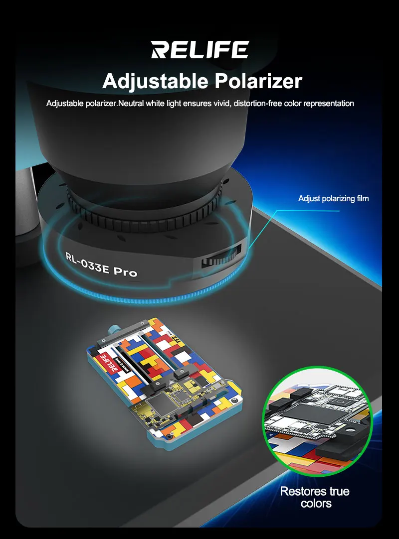 

RELIFE RL-033E Pro Microscope Adjustable Polarized Light Glare-Free/32 LED Beads /Adjustable Brightness/Compact Light Head