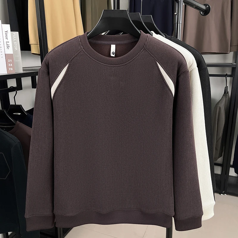 

Light Luxury Men's Long Sleeved T-shirt New Popular Japanese Lazy Style Clothes High-end Base Shirt