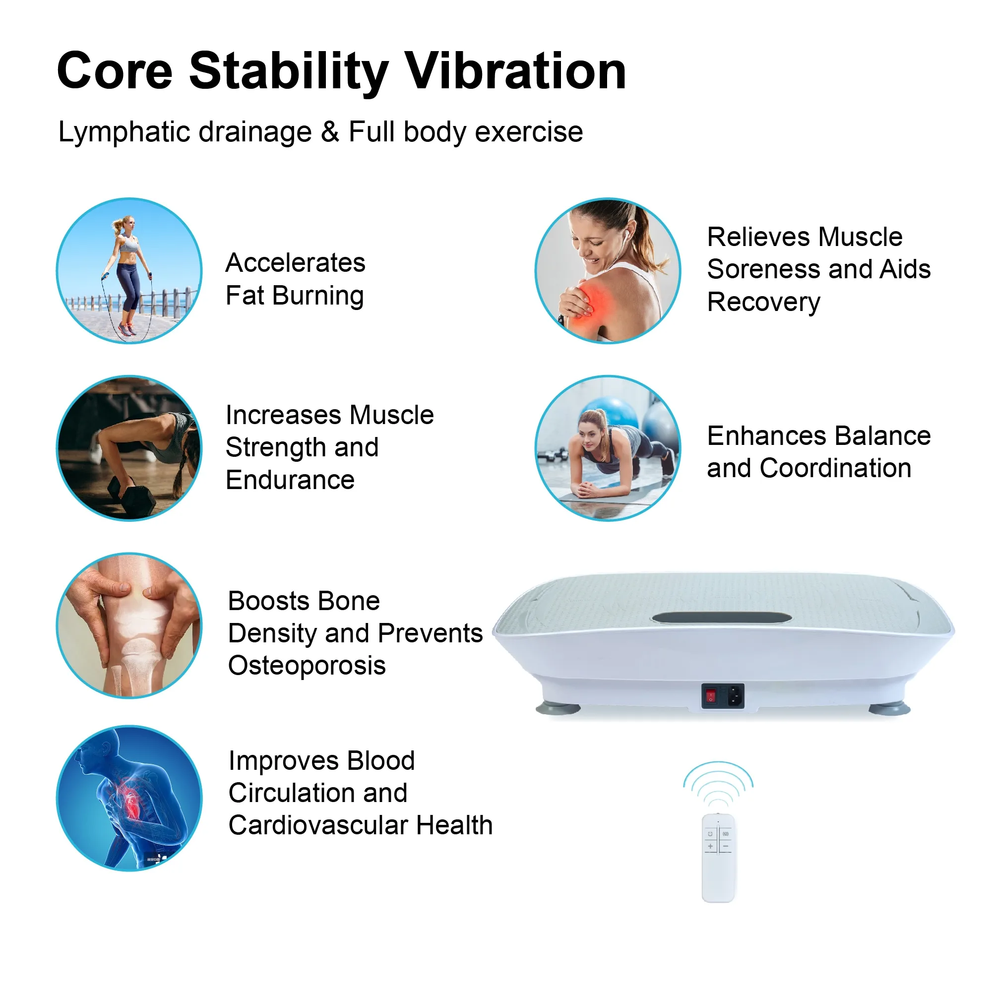 Máquina de ejercicio con placa vibratoria para drenaje linfático y pérdida de peso, plataforma vibratoria con placa eléctrica con control remoto