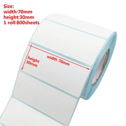 70x30mm-800pcs/Roll Self-adhesive Thermal Labels Supermarket Price Blank Barcode Label Direct Print Waterproof Printing Paper