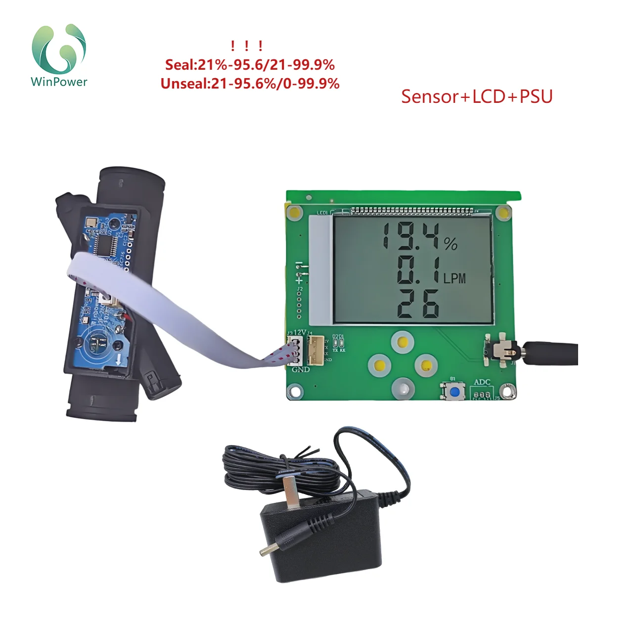 OCS-3F260 ultrasonic sensor measurable oxygen generator concentration flow 0%-100% 0-260LPM