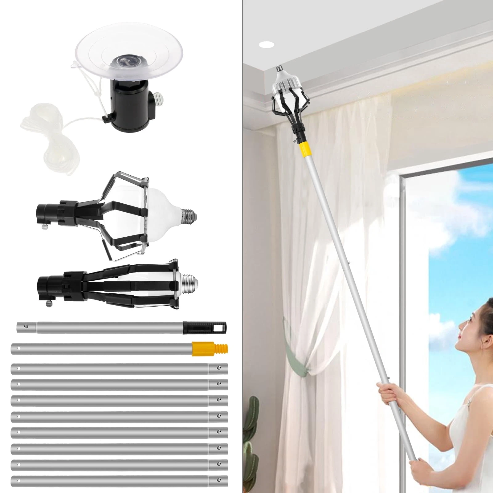 Light Bulb Changer High Ceilings Recessed Lights Flood Light Bulb Changing Tool Light Bulb Remover Telescoping Extension