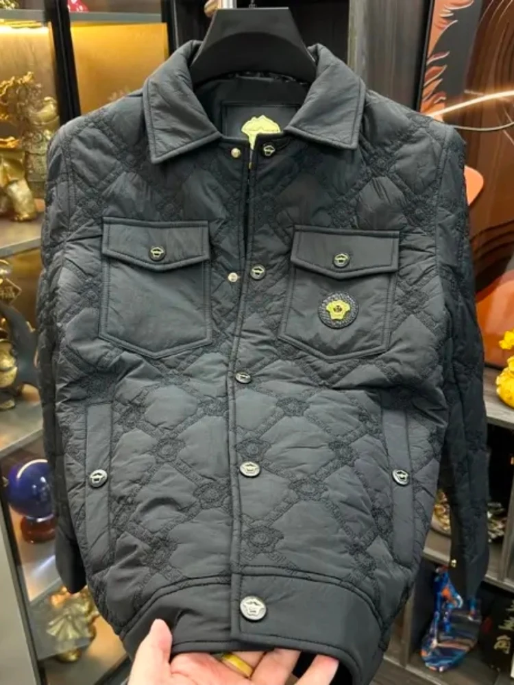 

Мужская комфортная модная куртка-жакет с узлами и воротником-стойкой, осенне-зимняя, высококачественная, универсальная, стильная верхняя одежда