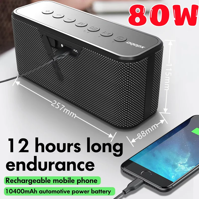 

80W XDOBO X8 PLUS Wireless Outdoor Home Theater Subwoofer Bluetooth Speaker 10400MAH Portable Pillar Stereo Surround Boombox