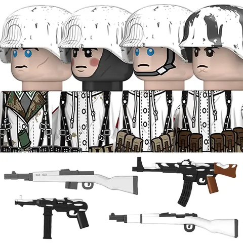 WW2 Germany Winter Soldier Military Army Building Blocks Infantry Figures Helmet Military Weapons STG44 MP40 Bricks Toys Kids