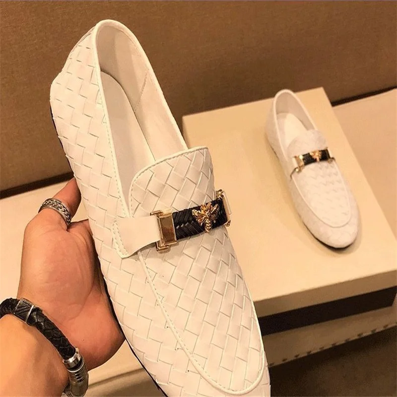 weave leather New casual  Men's Shoes  Business  Men's Shoes really genunine leather breathable leisure bean fahional shoes
