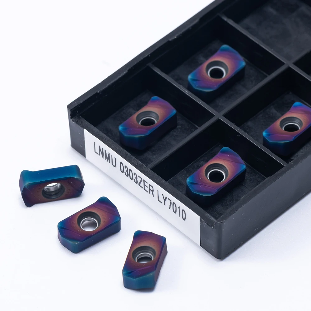 Imagem -04 - Azul Duplo Lado Rápido Alimentação Aberta Áspera Trituração Inserir Lnmu 0303 Cimentado Carboneto Torneamento Ferramenta Cortador de Alta Qualidade Lnmu0303 Nano
