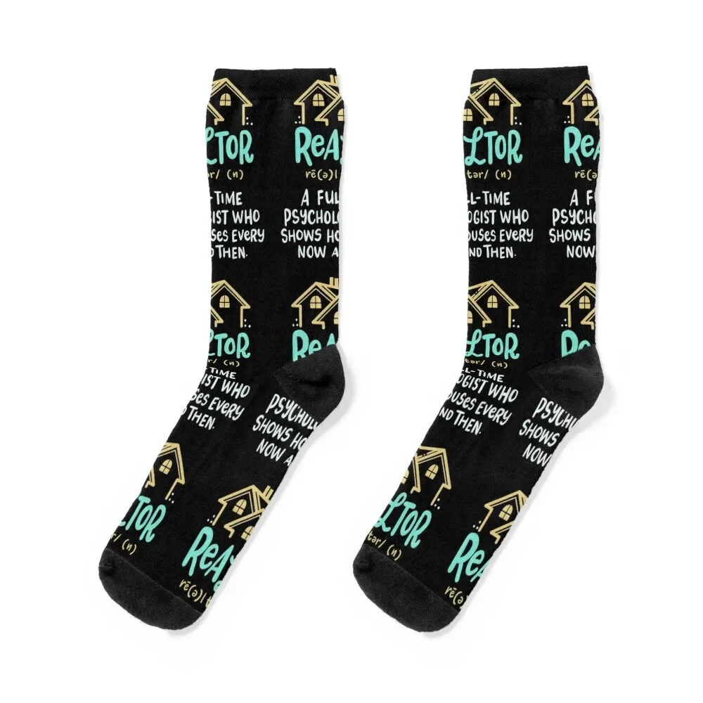 Funny Real Estate Realtor Definition Gift Idea Socks man christmas stocking Socks Men Women's