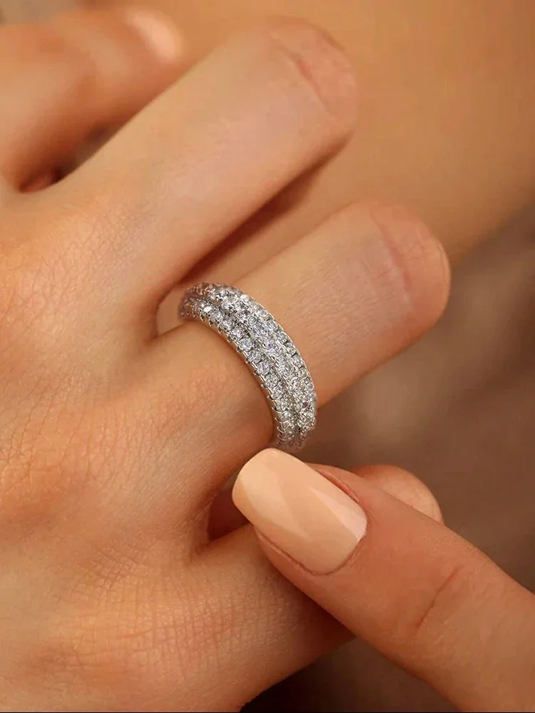 925 Sterling Silver Zircon Fashionable Delicate Circular Ring For Women Engagement Wedding Luxury High Quality Fine Jewelry