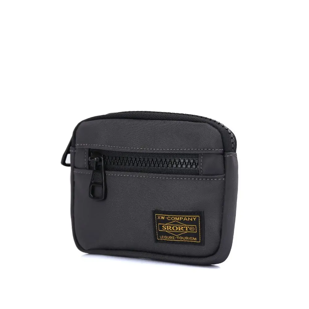 Fashion Canvas Coin Purse Card Holder Zipper Short Wallet Solid Color Backpack Hanging Bag Male