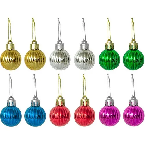 A Life Group Christmas Pine Tree Ornament Striped Ball 3 cm 12'li