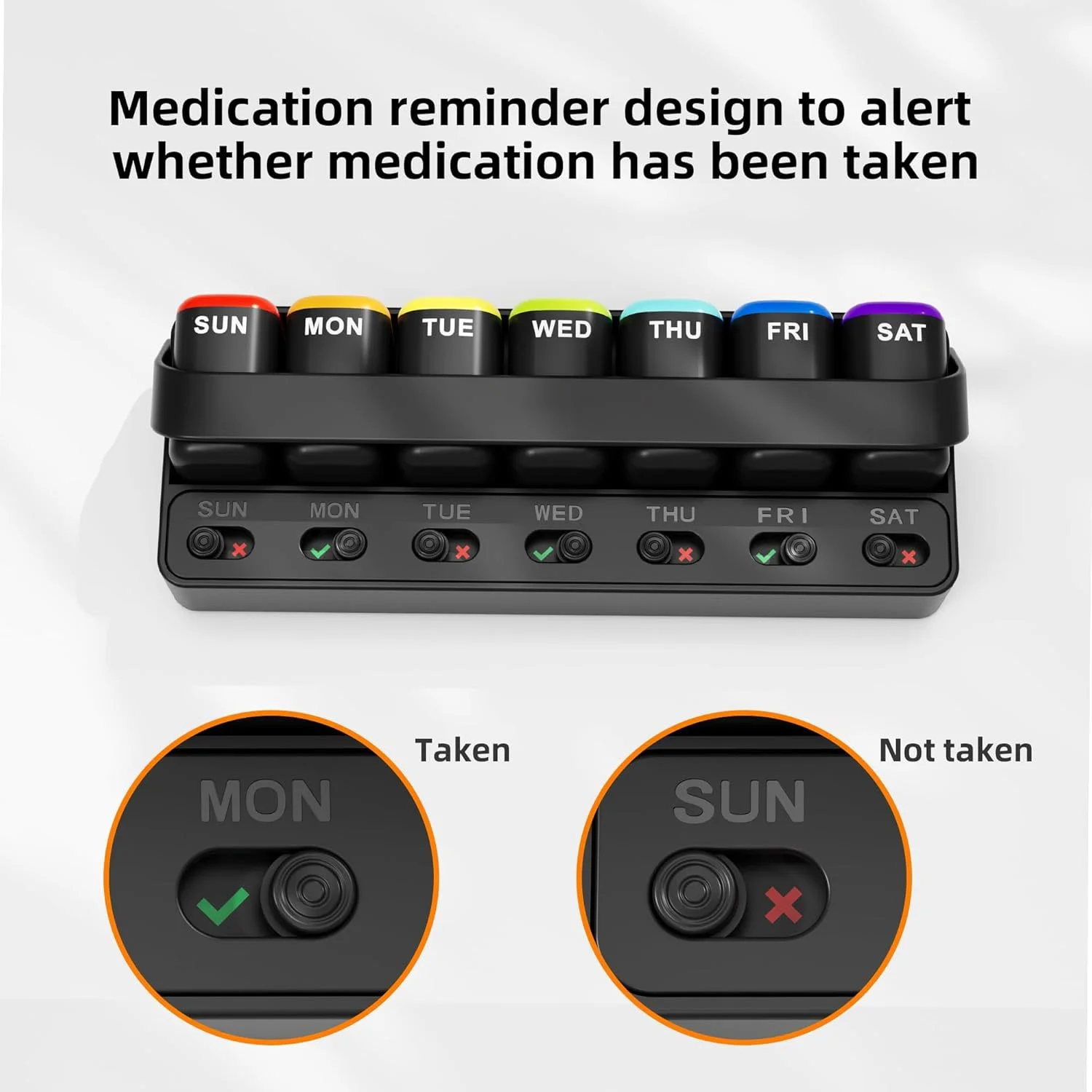 

AiQUE Advanced Portable Weekly 7 Days Pill Case Colorful Design Stackable 3/4 Times a Day Medicine Storage Dispenser Plastic