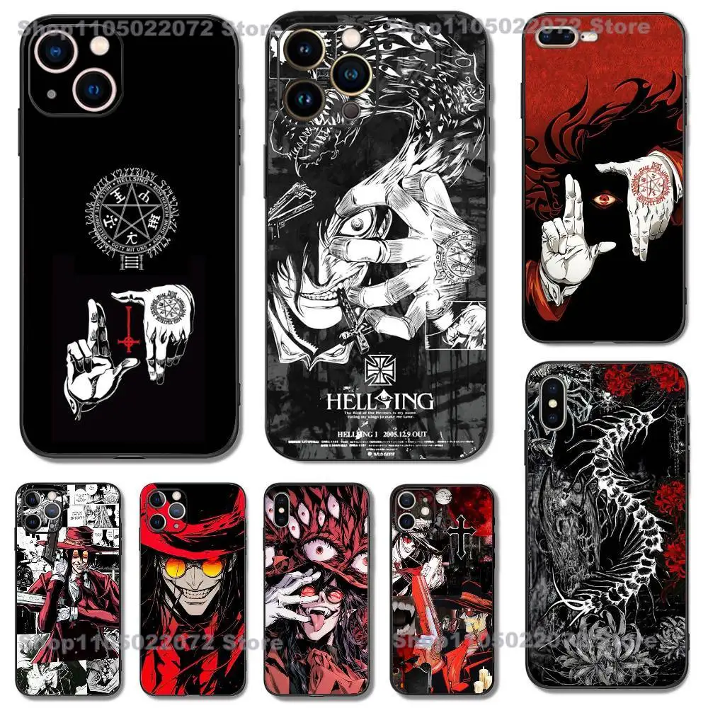 

Anime Alucard Hellsing Phone Case For iPhone 16,15,14,13,12,11,Pro,X,XS,Max,XR,Plus,Mini Soft Silicone Black Shockproof