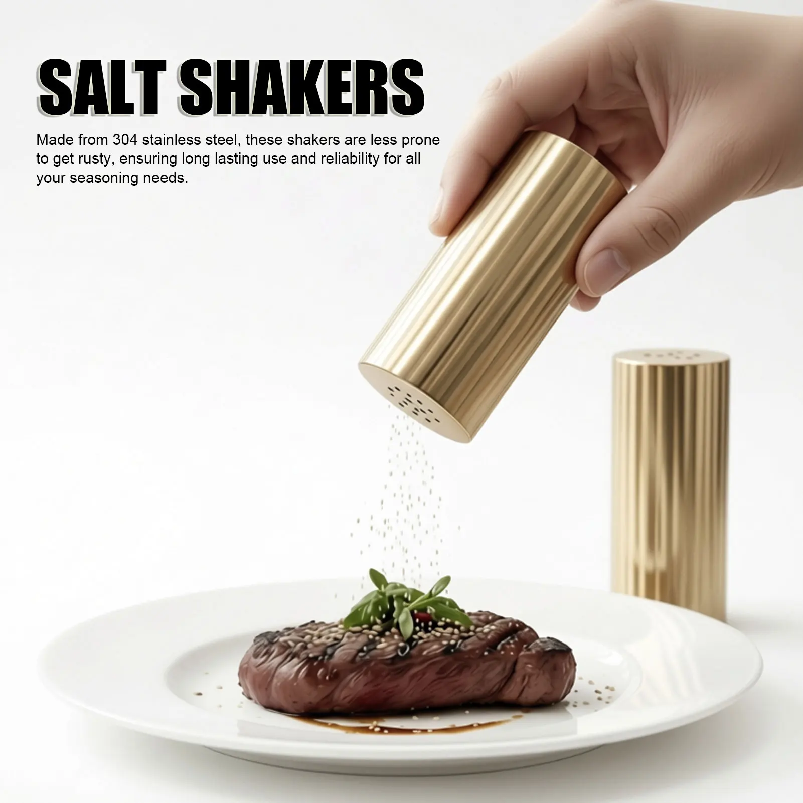 Seasoning Shakers Multifunctional 304 Stainless Steel Seasonings Dispensers for Salt Chili Powder Powdered Sugar