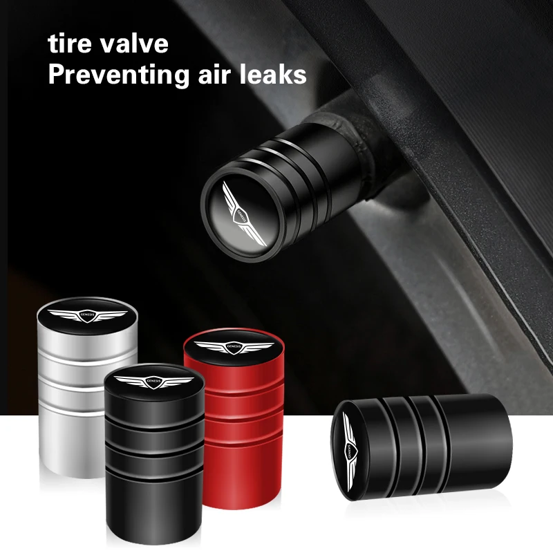 4Pcs Car Wheel Tire Valve Caps Airdust Covers For Genesis G80 GV70 GV80 GV60 G70 Essentia Neolun G90 GV90 X Accessories