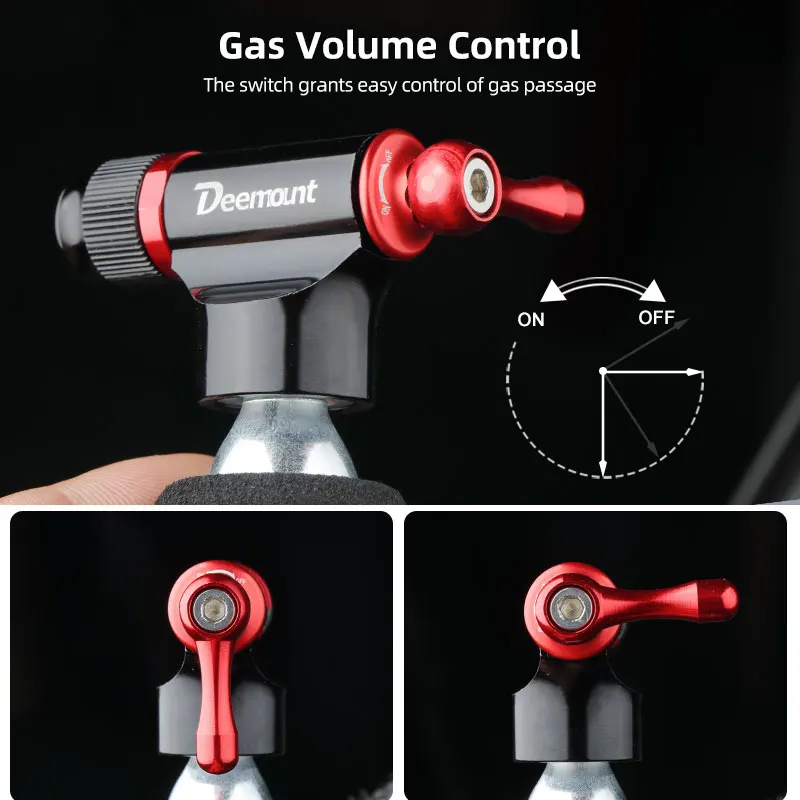 Bicycle CO2 Nozzle For 3/8-24 Threaded Cartridge Fits Schrader Presta Cycle Quick Inflation 33/25/16/12/8Gr. Cylinder Pump