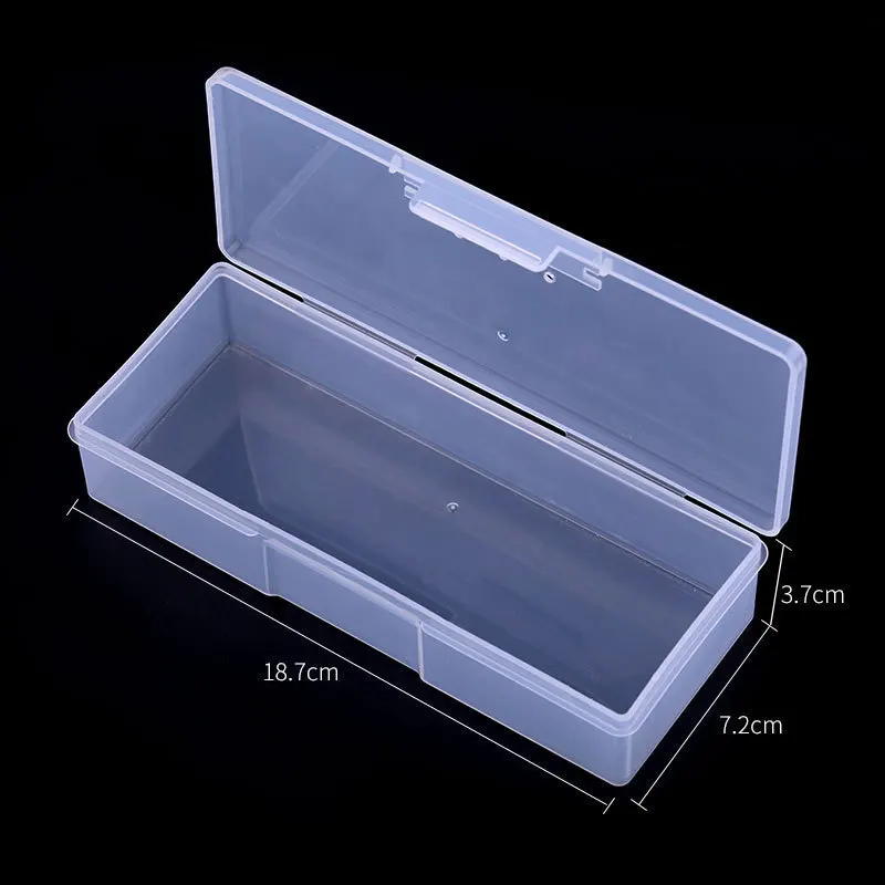 Caja de almacenamiento para arte de uñas, organizador de piezas de uñas, contenedor de plástico cuboide Rosa transparente, estuche de embalaje para cepillo de uñas, Lima, herramientas de manicura