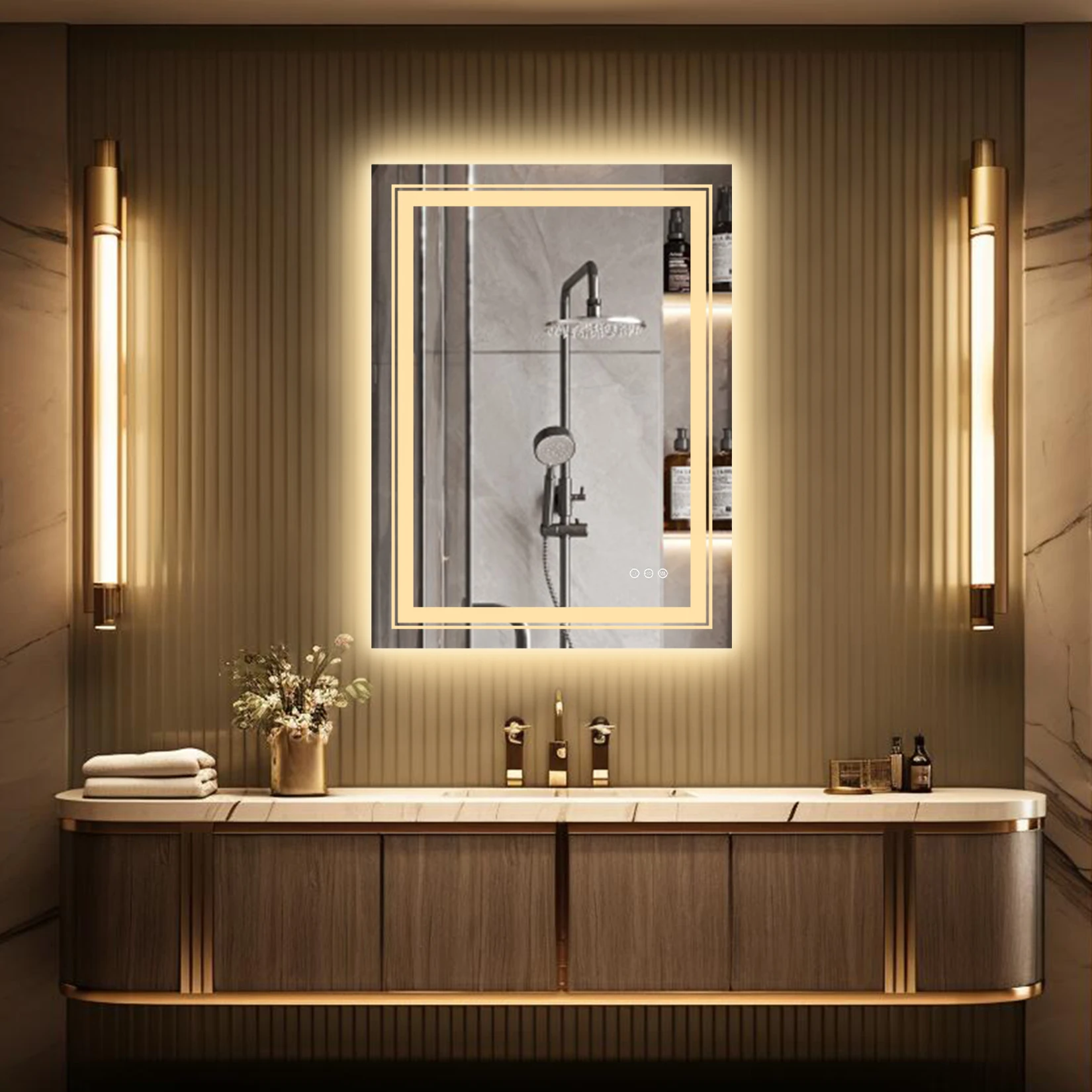 

LUVODI 24x32 Inch Led Rectangle Mirrors for Bathroom with Front Light and Backlit Anti Fog Function Wall Decor Vanity Mirrors