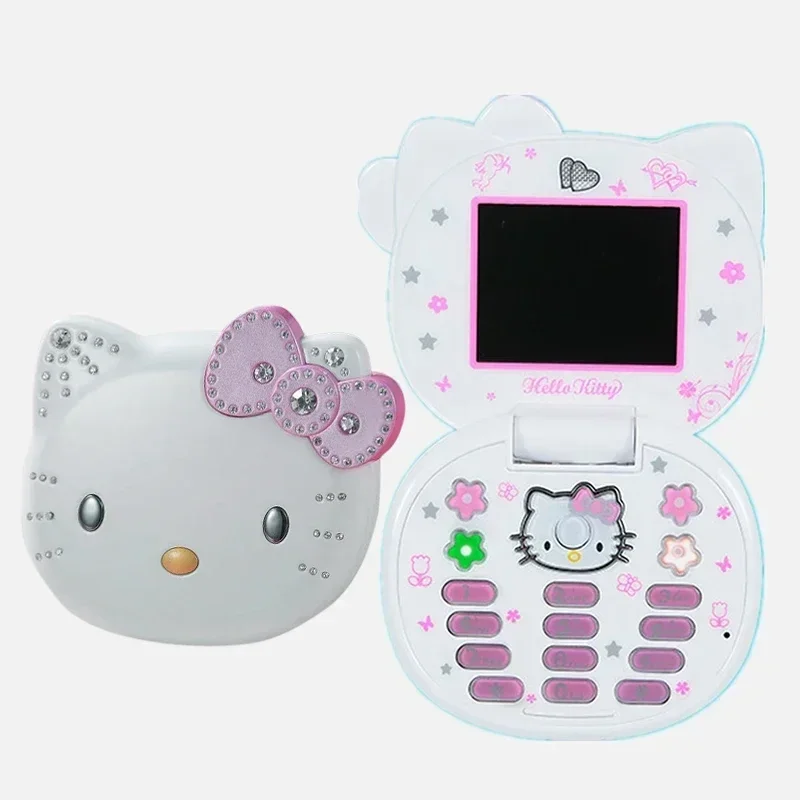 

K688 Hello Kitty Cute Mini Girls Mobile Phone with Flip Cartoon Unlocked Children Dual SIM Mobile Phone Children Gift Kawaii Toy