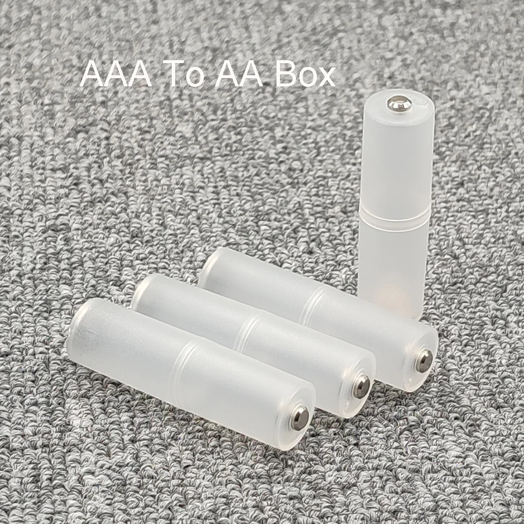 4 Pcs AAA to AA Size Cell Battery Converter Adapter Adaptor Batteries Holder Plastic Case Switcher Wholesale