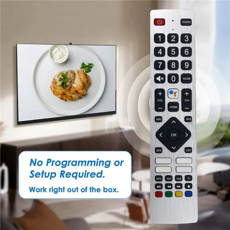 ABKN 2X RMC0133 Replacement Remote Control for Sharp TV, Free Setup, Silver