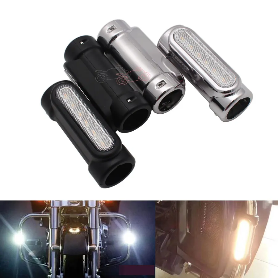 

1 пара, черный/серебристый мотоциклетный аварийный столбик, переключаемый желтый сигнал поворота, фотоэлемент + белый свет для вождения, фотоэлемент для Harley Victory