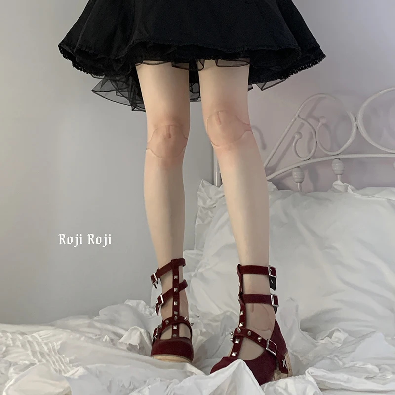Japanese Jointed Doll Lolita Socks Women's Summer Autumn Skin Socks Velvet Printed Pantyhose with Lolita Skirt Sweetheart Girl