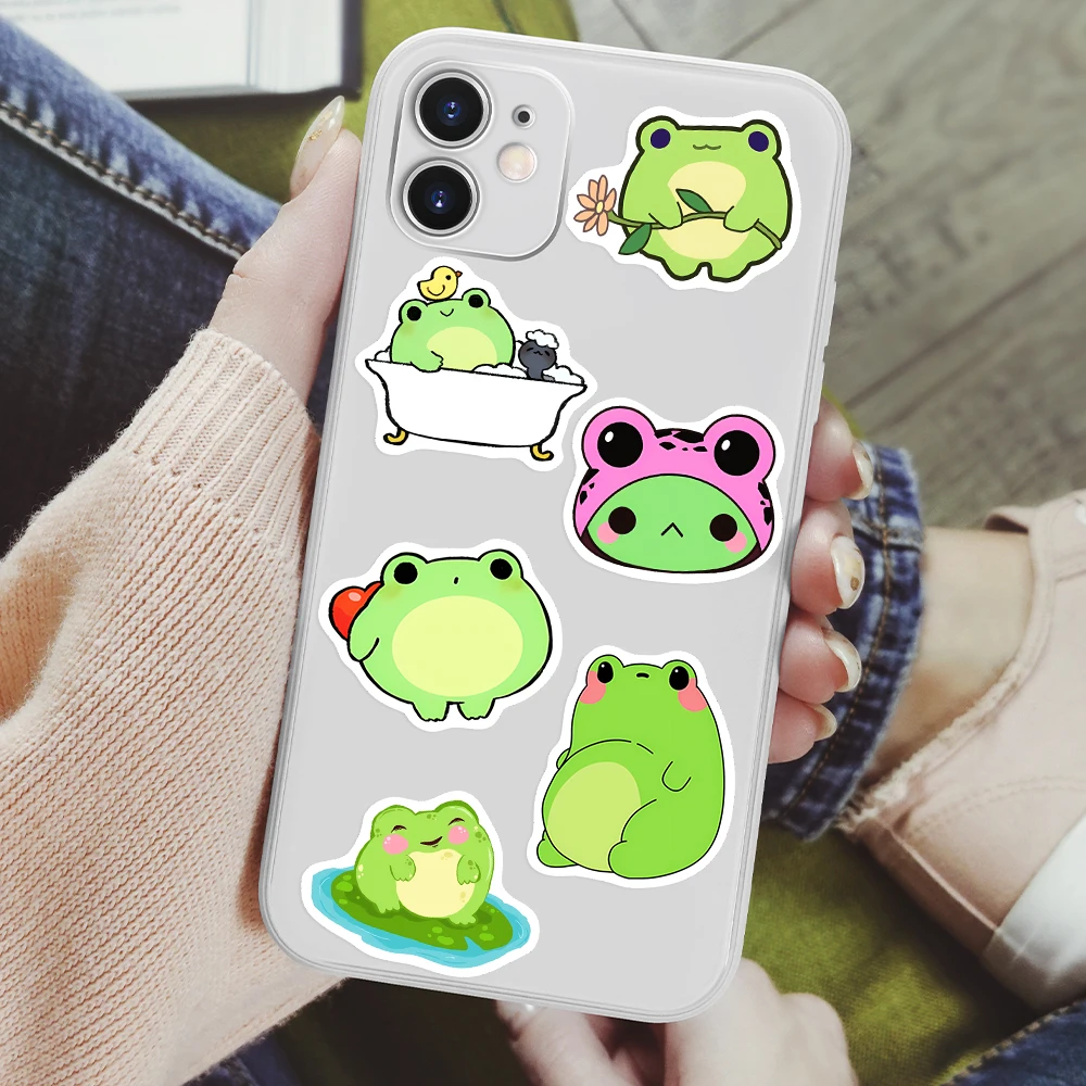 Cute Cartoon Frog Stickers Kawaii DIY Fun Kids Toy Gift Decal for Laptop Phone Scrapbook Luggage Bottles Decorative Waterproof