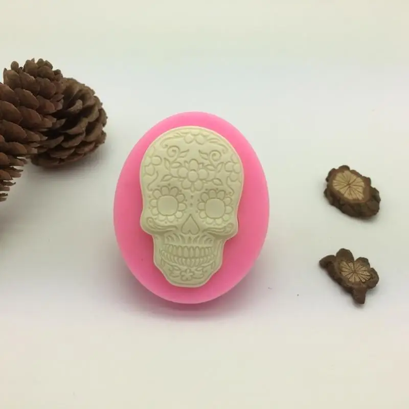 1 Pcs 3D DIY Face Silicone Mold Punk Style Skull Soft Silicone Clay Mold Tools Universal Fondant Cake Pottery Handmade
