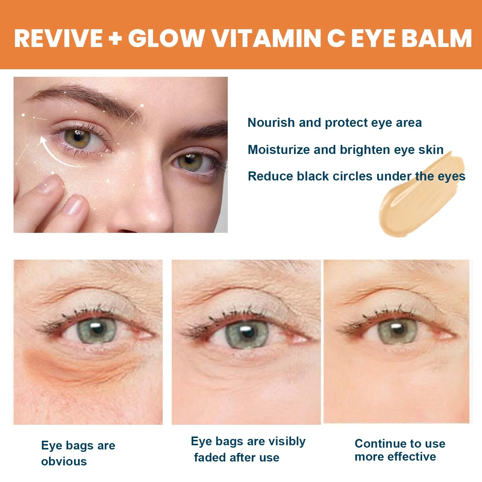 EELHOE Rouleau de bâton pour les yeux à la vitamine C - Baume torsadé pour le soin des cernes, traitement hydratant sous les yeux Soins de la peau portables rafraîchissants