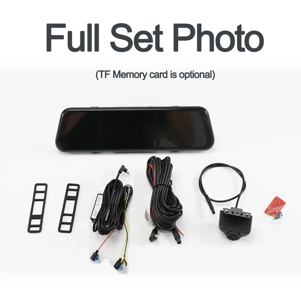 

TEENRAM-Touch Screen Driving Recorder, Car Rearview Monitor, Night Vision, G-Sensor Function, Full Screen, 2K + 3K Camera, 9.66"