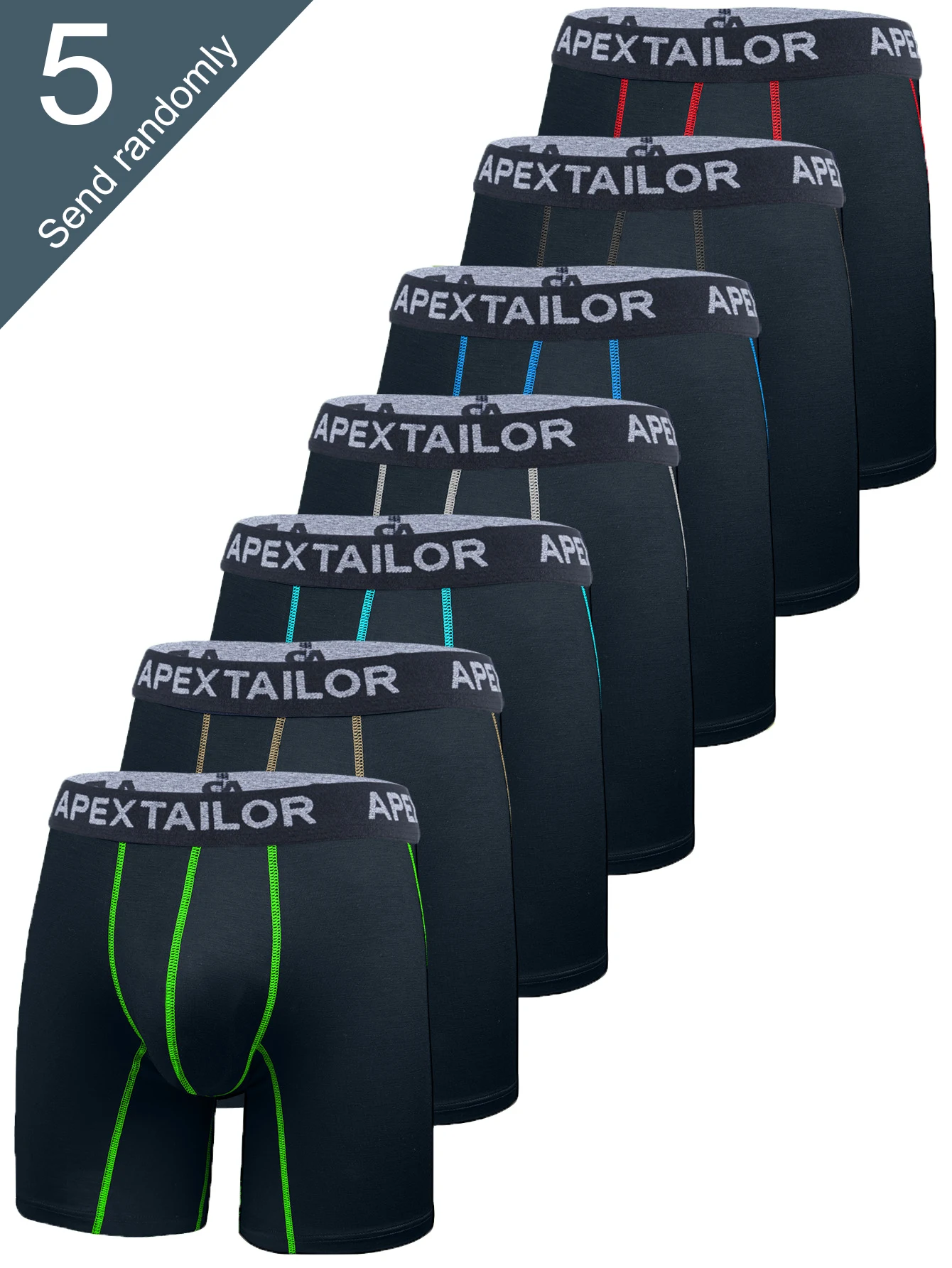 

Men's Boxer Briefs 5-Pack Random Color Black Bamboo Fiber Men's New Premium Boxer Briefs Breathable Comfortable Soft Fit All-Season Fashionable Casual Color-Block Men's Underwear