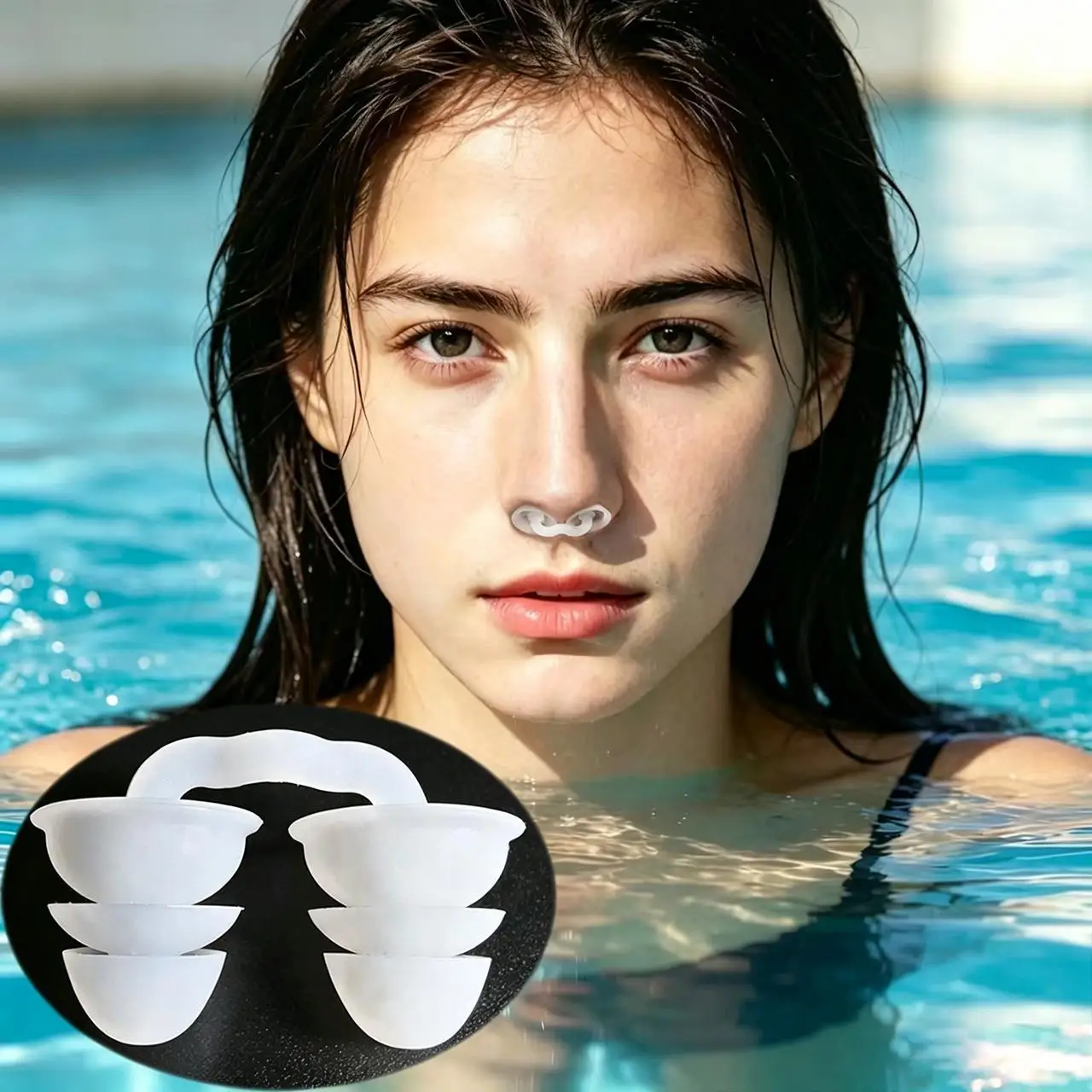 Swimming Nose Plugs Silicone Breathing Protector with Storage Case Soft Nose Block Nostril Plugs for Adults Youth Women Men