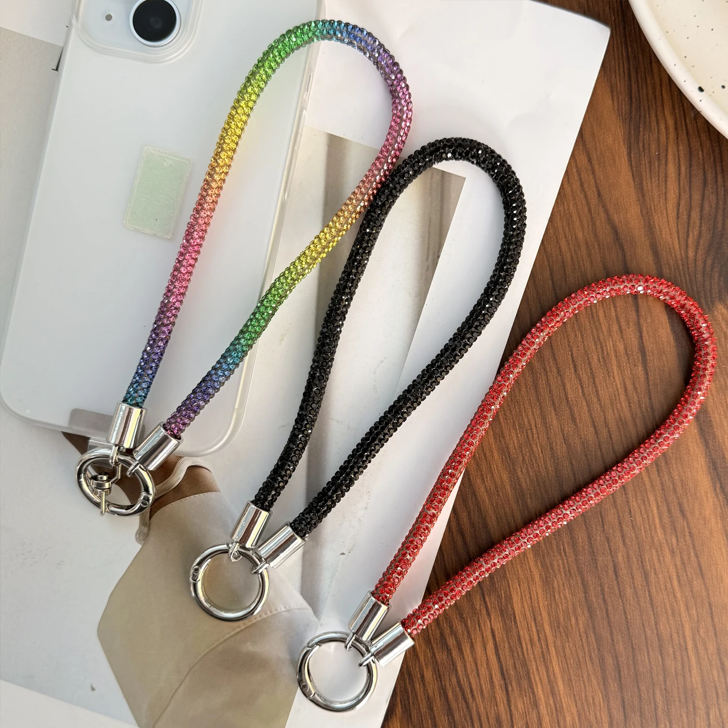 Shining Diamond Phone Lanyard Wrist Straps Glitter Flashy Rhinestone Phone Charm Chain for IPhone Samsung Crystal Hanging Rope - náhled 5