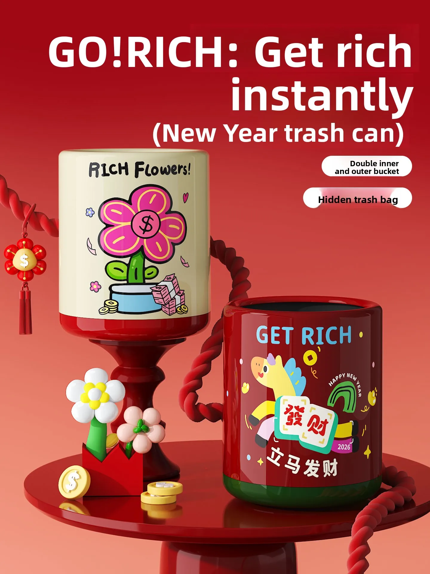 

New Year round Ball Tra Can Indoor High Aesthetic Value Home Office Living Room Bedroom round Ball Storage Tube Household