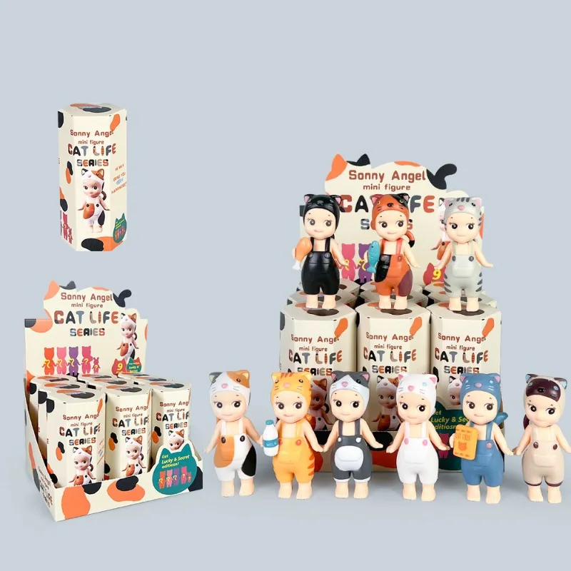 Liegen auf dem Engel Mini Cat Face Drag Serie Blind Box Auto Figur Tisch Ornamente Tier Serie Puppe Spielzeug Anime Urlaub Geschenke