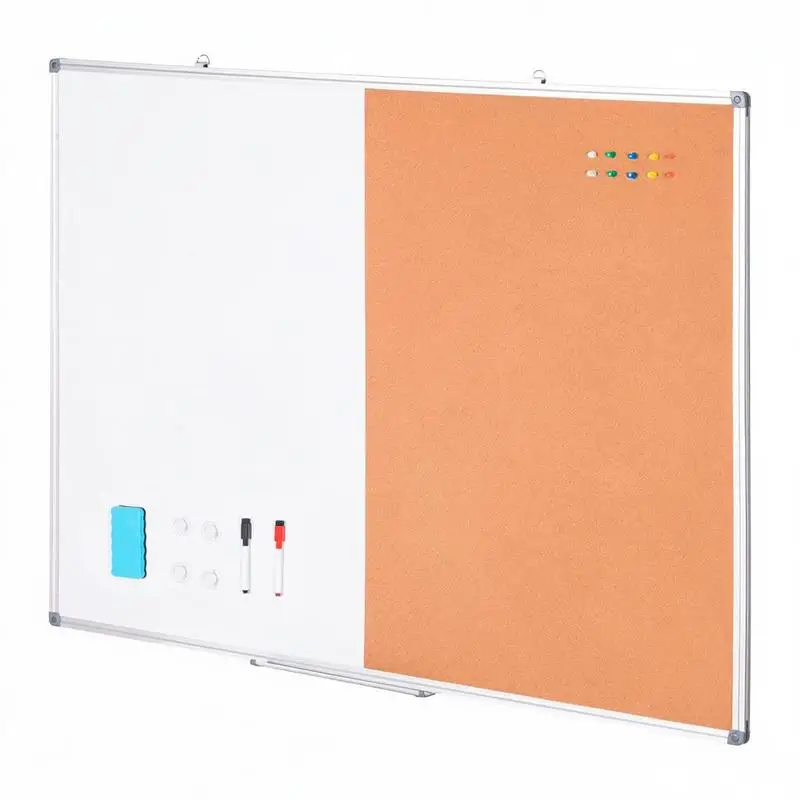 

48"x 36" Whiteboard & Cork Board Combo with Aluminum Frame – 2-in-1 Magnetic Dry Erase Bulletin Board for Wall Mount – Ideal for School, Home, Office