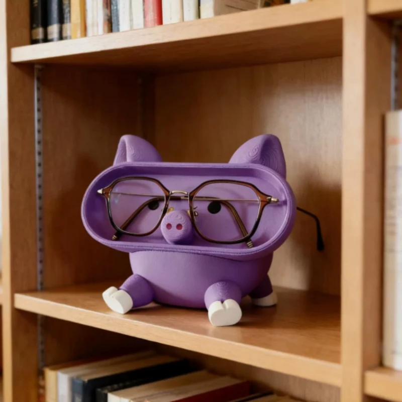 Multi Functional Storage Box Cute Pink Pig Glasses Desktop Organizer Phone Holder Eyeglass Stand Creative Office Desk Storage
