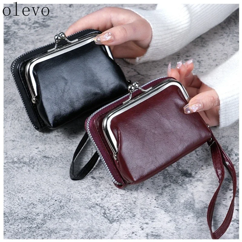 Stylish Wrist Strap Short Coin Wallet Multi-slot Card Holder Large Capacity Coin Clip Purse