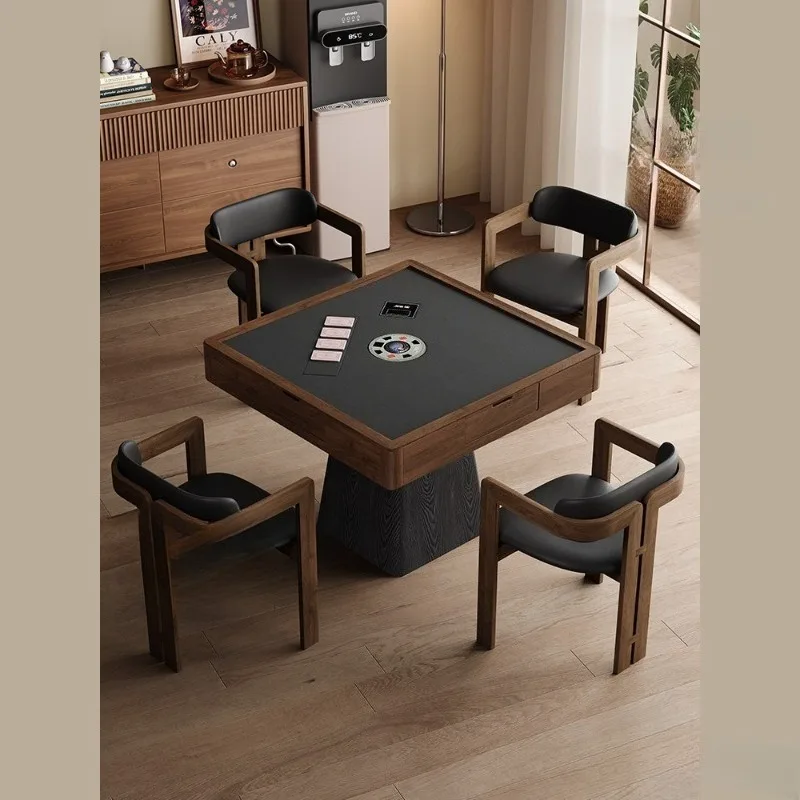 Automatic special table for eggs, dual-purpose high-end solid wood poker chess and card table, household dining table mahjong
