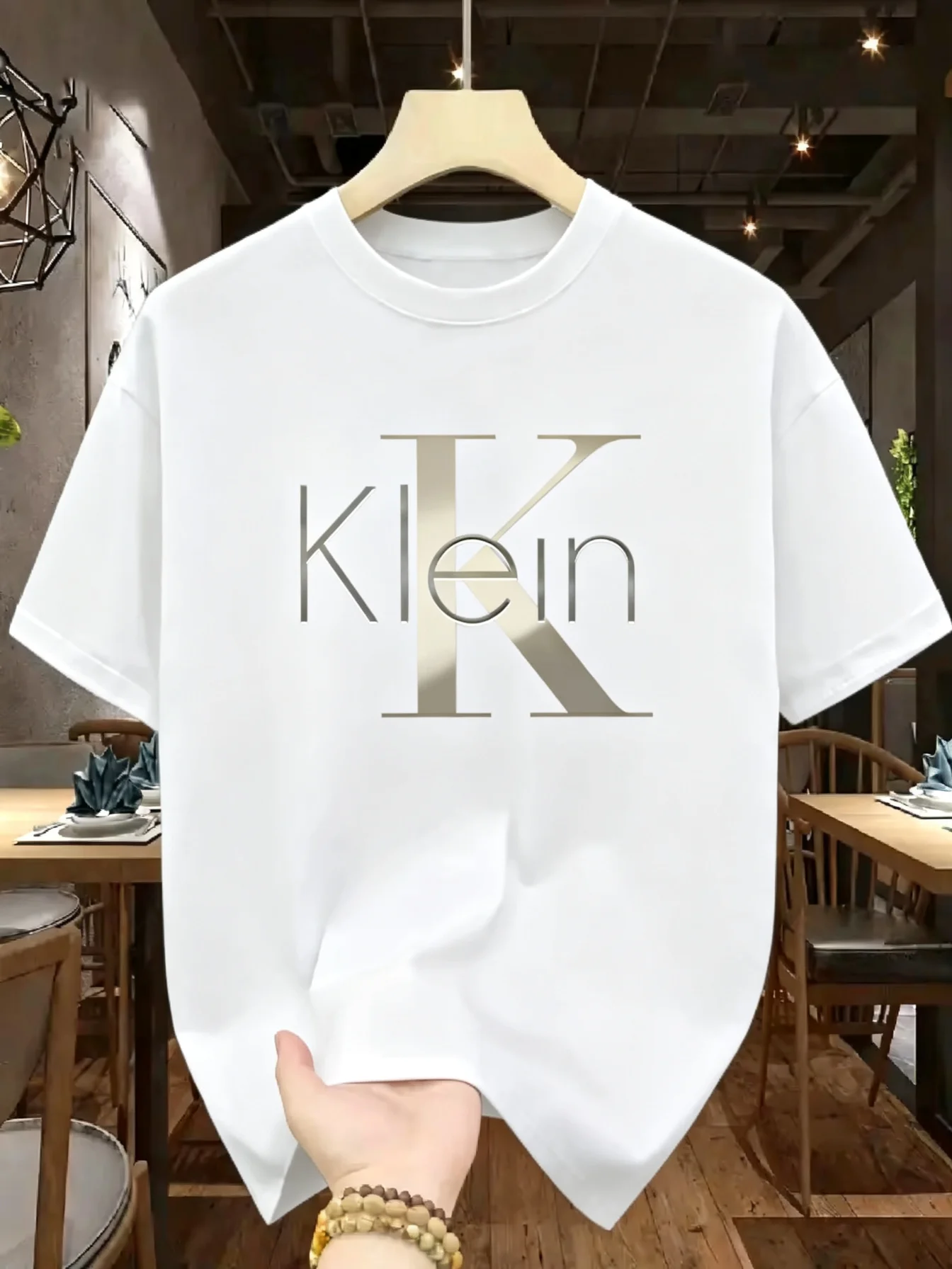 2026 New Pop Luxury Family Matching Oversized Unisex T Shirt Minimal Letter K Chest Graphic Tee Casual Streetwear Cotton Top