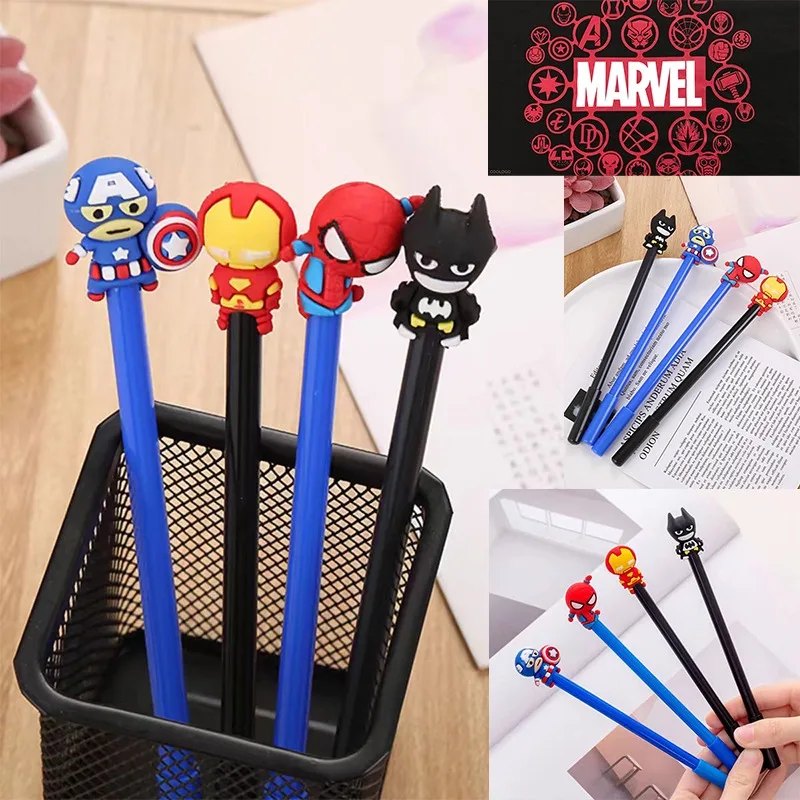 

10pcs Marvel Superhero Anime Spider Man 0.5mm Neutral Pen Anime Children Learning Signature Pen Stationery School Supplies Gifts