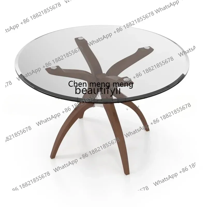 32 Nordic designer solid wood black walnut home simple creative restaurant tempered glass