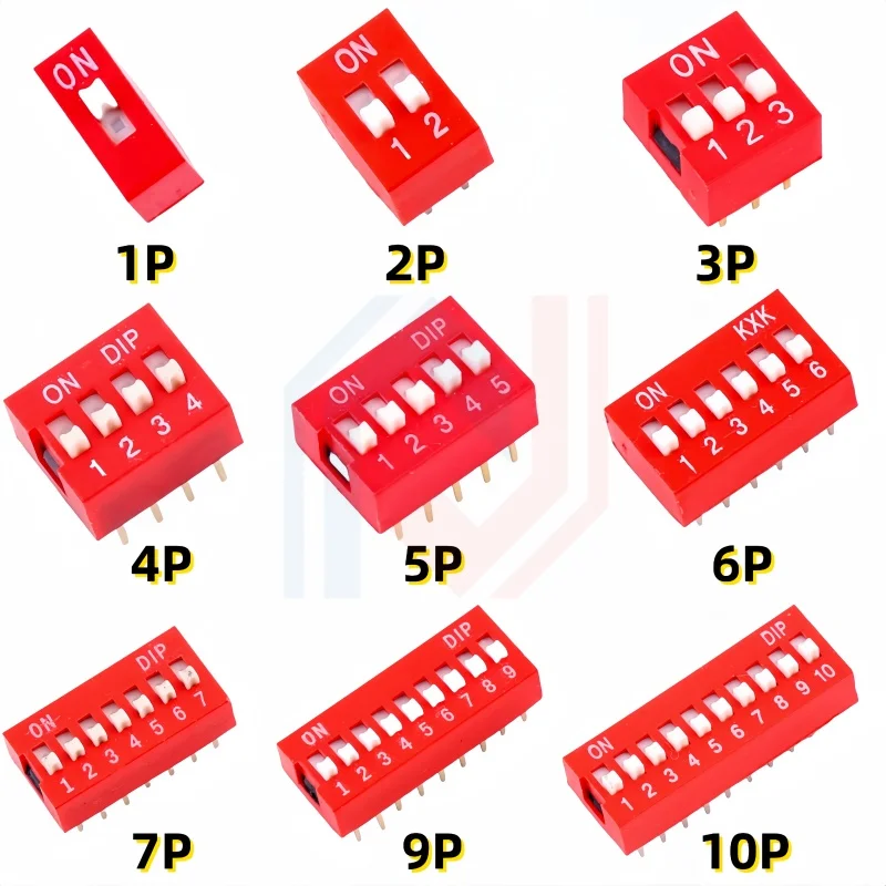 5PCS Slide Type Switch Module 1 2 3 4 5 6 7 8 10PIN /1.27/2.54mm Position Way DIP/SMD Pitch Toggle Switch Blue Snap Switch Dial
