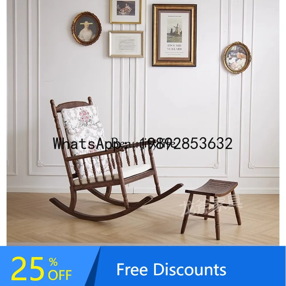 

FF North American Black Walnut All Solid Wood Rocking Chair Bedroom Sofa Chair