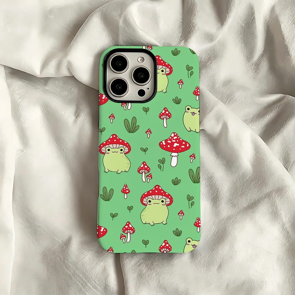 Frog & Mushroom Phone Case for Samsung Galaxy S20 S23 S24 S25 S26 FE Plus Ultra Edge 4G 5G Luxury Double-layer Back Cover