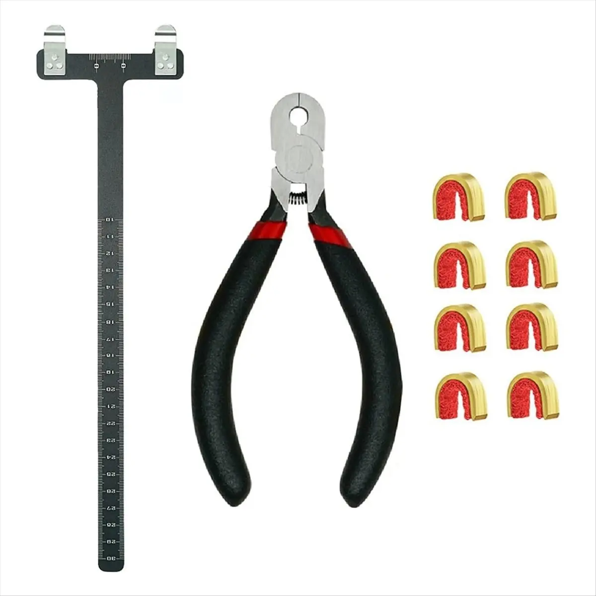 SUMMER SALE Bow String Nocking Points Set with T Square Ruler Nocking Buckle Pliers and 8pcs Nocking Buckle Set, Black