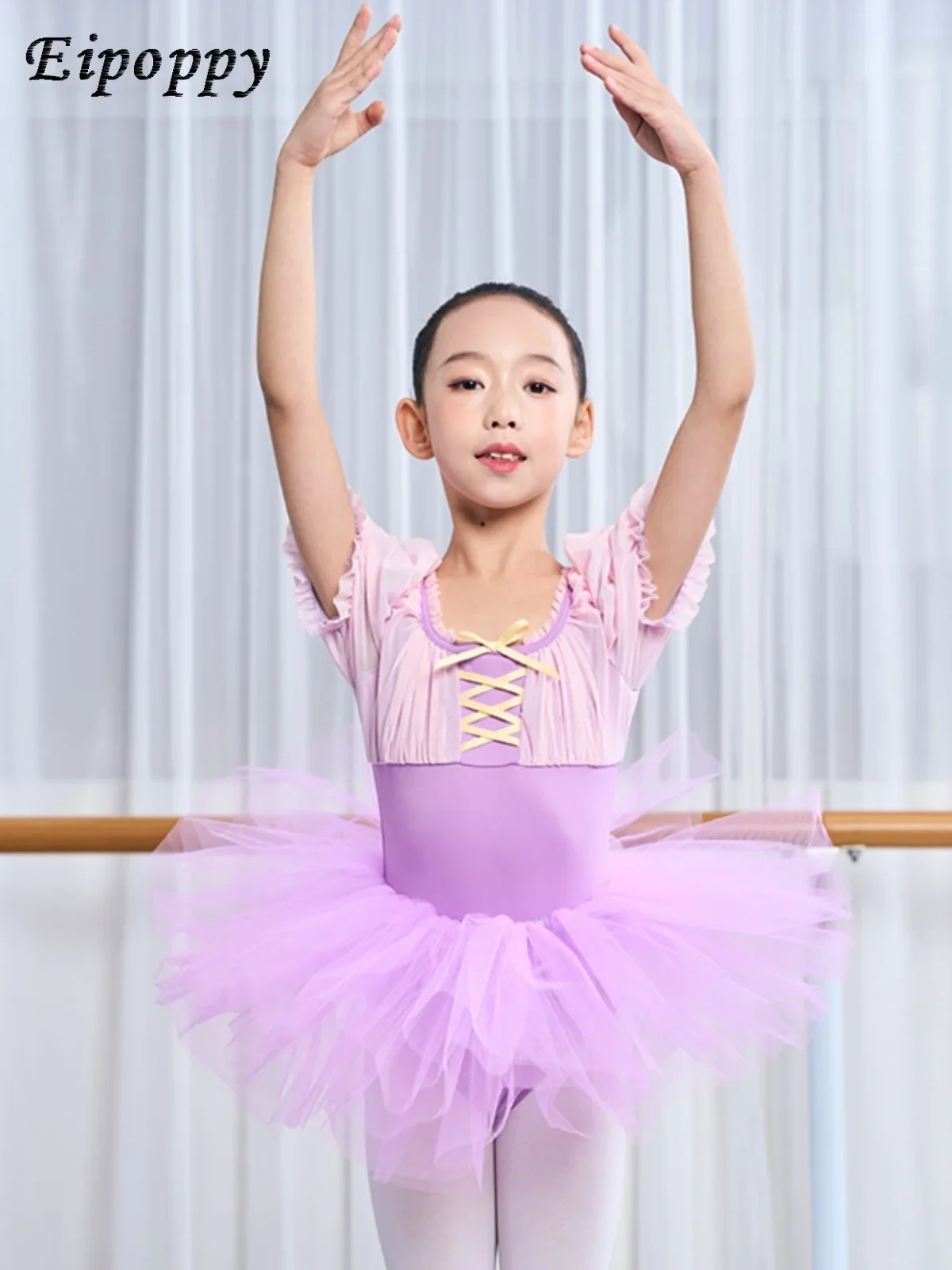 Dance Yue Children's Dancing Clothes Girls Ballet Skirt Spring and Autumn Short Sleeve Gym Outfit Exercise Clothing Examination