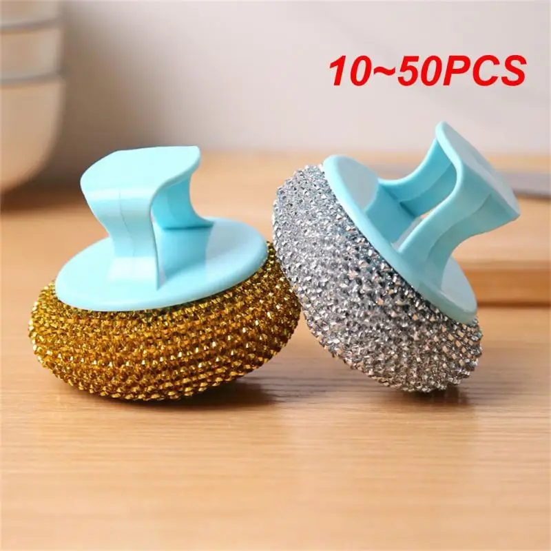 10~50PCS Cleaning Brush Firm Household Stainless Steel Light Cleaning Products Steel Ball Economic 360 Degree Cleaning