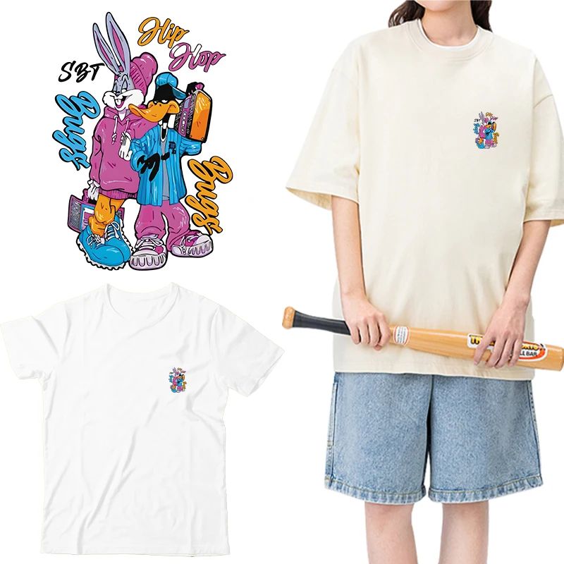 Cartoon ducks and rabbits DTF Transfers Ready to Press Iron on Transfers for T Shirts Patch Transfer Patches Clothes Iron Patch